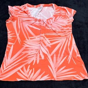 Merona Coral Palm Print Short Sleeve Top